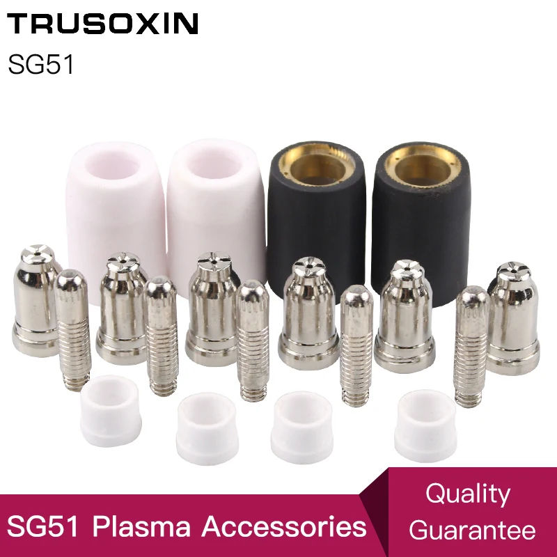 40pcs SG51 Consumables tip electrodes gas ring bakelite shield cup for 60a inverter DC Air Plasma Cutter SG51 cutting torch/gun