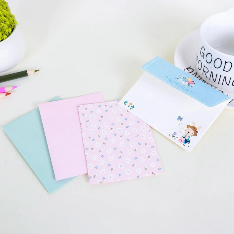 

4 Sheet Letter Paper And 2 Pcs Envelopes Per Set Mini Flower Animal Letter Pad Writing Paper Office And School Supplie