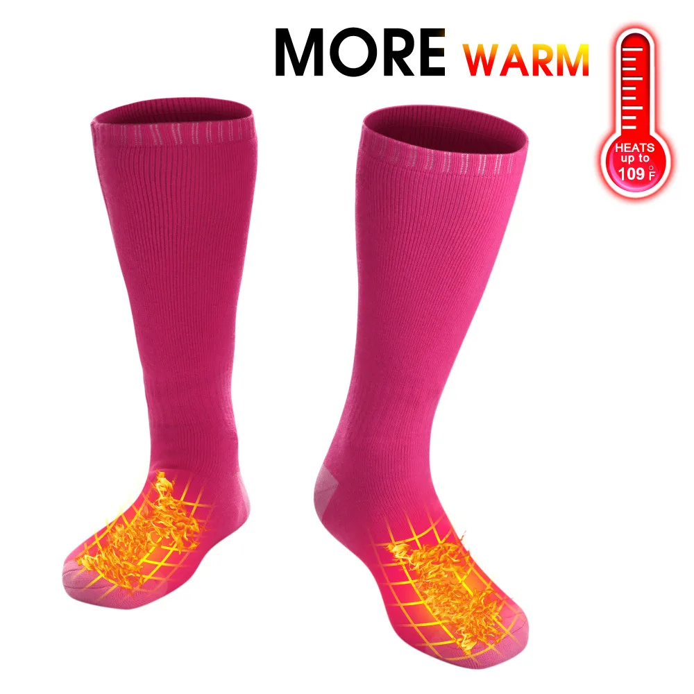 Pink 2.4V Cold Weather Electric Heated Sport Socks for Chronically Cold
