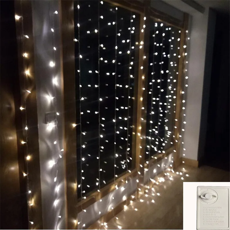 

600LEDs 6x3M Curtain Fairy String Lights with Memory Control lights For Christmas Wedding Party Garden Home Decoration