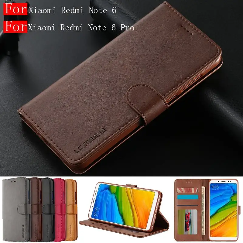 

Retro Leather Flip Case Cover For Coque Xiaomi Redmi Note 6 Wallet Cover Xiomi Redmi Note 6 Pro case For Xiaomi Red Note 6 Case