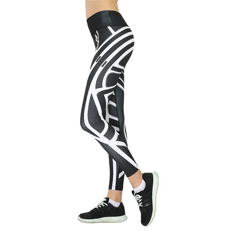

Autumn winter women leggings streamer stripes hip high waist leggings black red blue Elastic fitness pants Dropshipping 2019