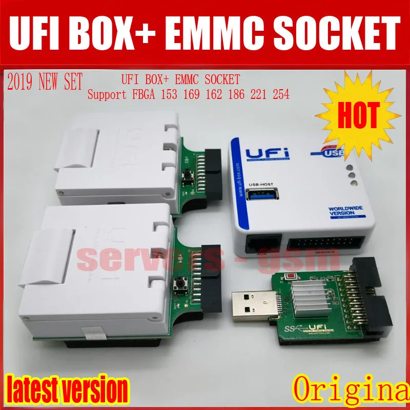 UFI коробка/уфи коробка Поддержка FBGA 153/169/162/186/221 254 Фул памяти на носителе EMMC Услуги инструмент для чтения памяти на носителе EMMC с данными пользователя, так же, как re