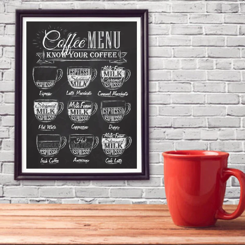 Coffee Menu Poster Coffee Shop Decor