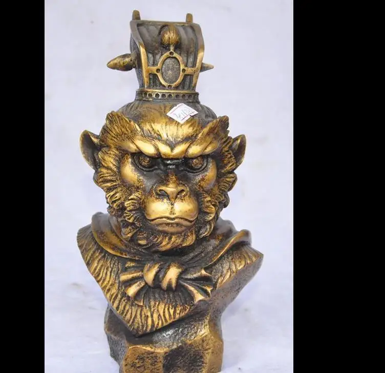 

671115542++++9" China bronze Myth Journey to the West Monkey King sun wukong head bust statue