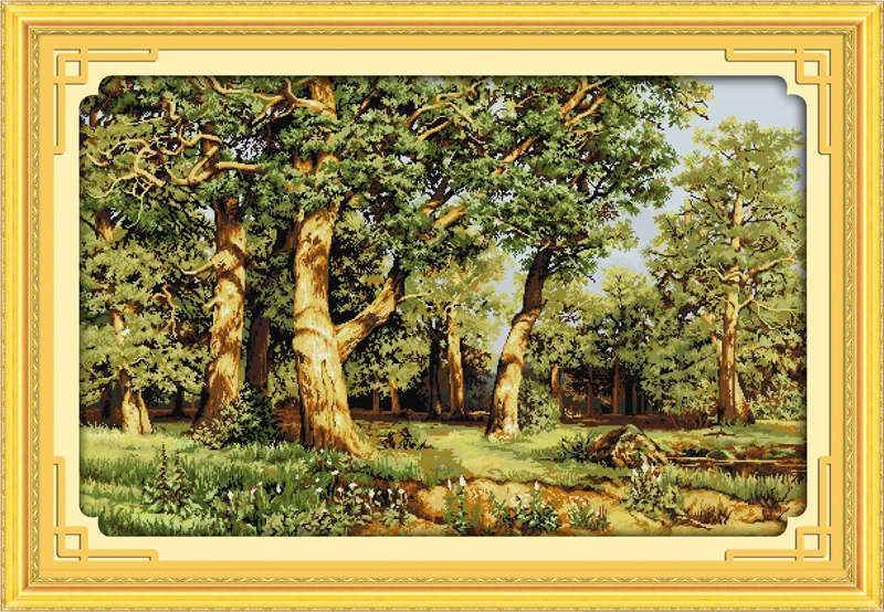 

Oak forest cross stitch kit 14ct 11ct count printed canvas stitching embroidery DIY handmade needlework