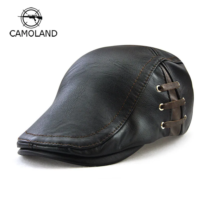 Уличные осенне-зимние дышащие береты из искусственной кожи, шапки унисекс для мужчин и женщин с плоским козырьком, кепки с регулируемым козырьком