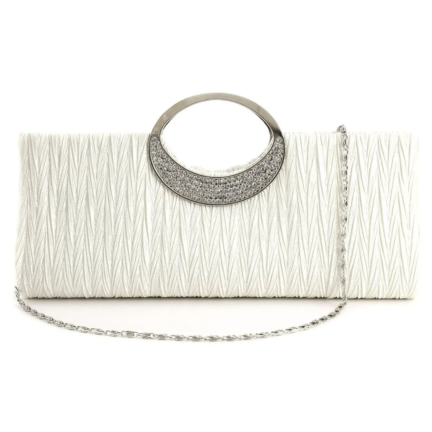 

Woman's evening bag elegant diamond satin handbag new white