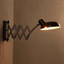 Lámpara de pared E27 Industrial retro, de brazo largo, creativa, nostálgica, retráctil, para dormitorio, cabecera, Vintage, ajustable, lámpara de pared con brazo oscilante