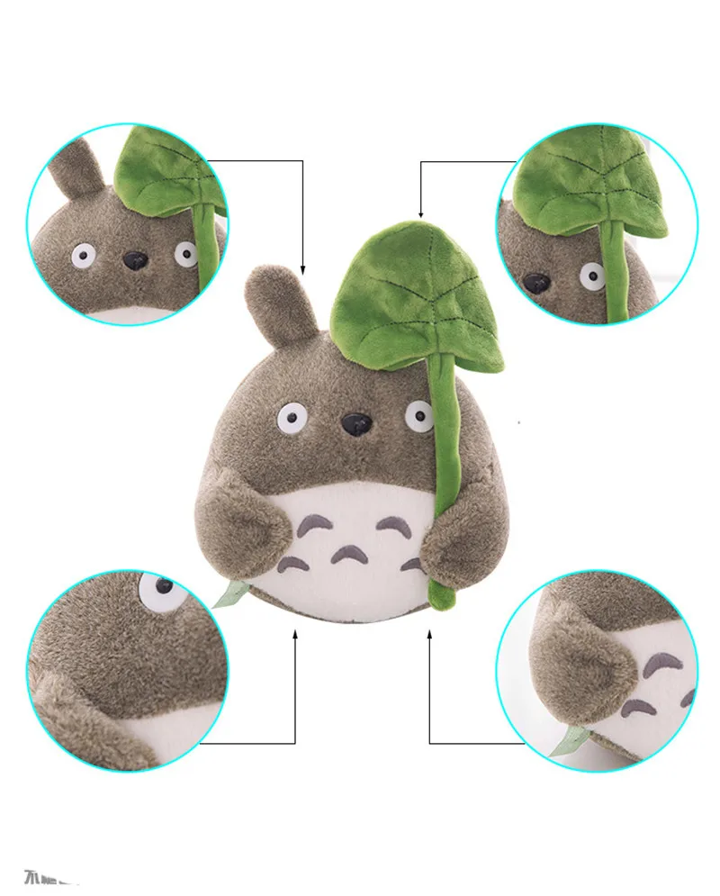 25cm TV Movie Character  Lovely Plush Toy My Neighbor Totoro Plush Toy Cute Soft Doll Totoro with Lotus Leaf Kids Toys Cat Gift5