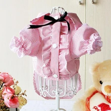 Летняя Милая Повседневная хлопковая Одежда для питомцев, щенков, кошек, дышащая Корейская версия, полосатая рубашка с галстуком-бабочкой, Одежда для питомцев