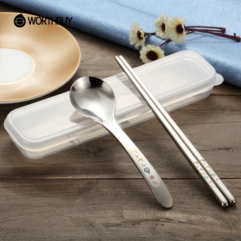 WORTHBUY 304 Stainless Steel Korean Dinnerware Set Color Pattern