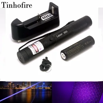 

Top Laser 303 Purple UV Laser Pointer Adjustable Focal Length and Star Pattern Filter With 4000mah 18650 Battery and Charger