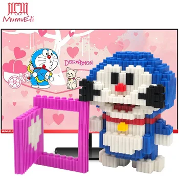 

MUMUELI Doraemon Heart-shaped 1000-1500 Pieces DIY Anime Figure 3D Model Kit Blocks Children Jigsaw Building Kids Toys KL-AXD