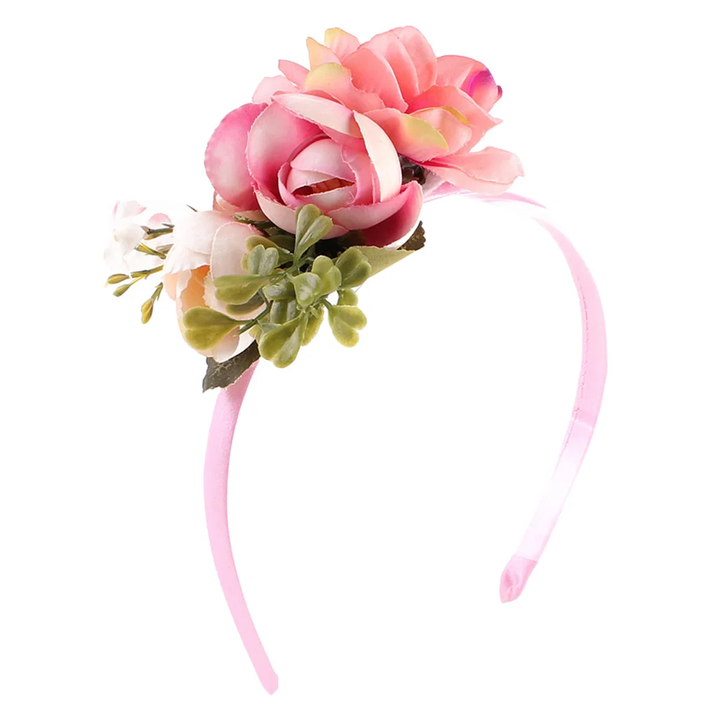 Handmade bride Floral Flower Crown Headband Garland Hair Accessories for Baby Girls Kids Party Weddings Travel Photography Beach