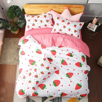 

New Fashion 3D Red Strawberry Dot Bedding set Fruit Photo Quilt Cover High-definition Print Home Textiles Many countries apply