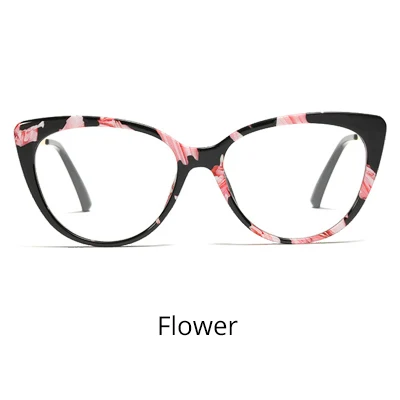 Ralferty очки прозрачные, оправа Женские винтажные прозрачные очки по рецепту оптическая оправа с линзами при миопии кошачий глаз F95191 - Цвет оправы: Flower