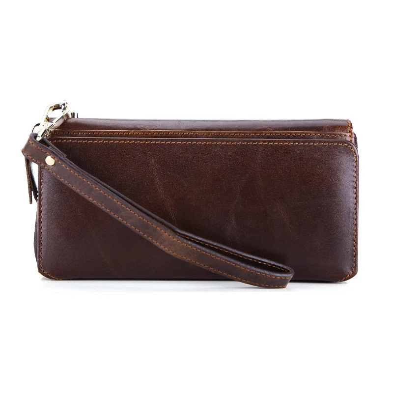 

2019 New Genuine Cowhide Leather Vintage Casual Walets Male Wallet Men Long Clutch for Coin Pocket New Fashion Money Clip purse