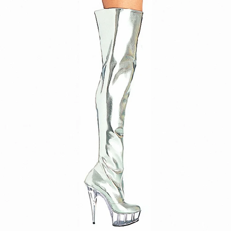 shiny thigh high boots