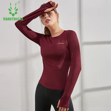 Vansydical, спортивная рубашка, женский спортивный топ, Женский бесшовный топ для фитнеса, женские топы с длинным рукавом для йоги, Женские топы для спортзала, сексуальные женские футболки