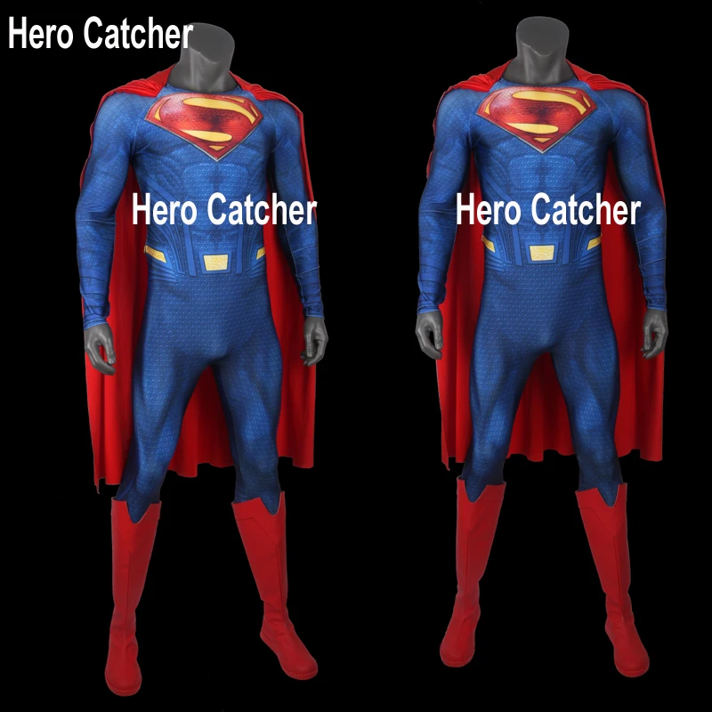Герой Catcher высокое качество мышечный оттенок Супермен костюм с сапогами Супермен Косплей Костюм с накидкой
