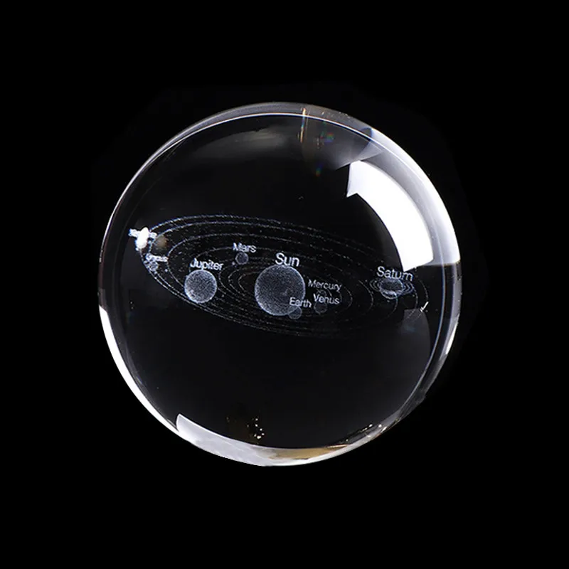 

60mm/80mm Laser Engraved Solar System Crystal Ball 3D Miniature Planets Model 6CM Globe Galaxy Miniatures 3D Quartz Glass Ball