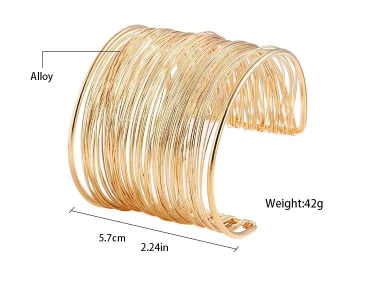 IF ME модные Многослойные Полые Браслеты-манжеты для женщин, открытый Макси Панк Плетеный большой золотой цвет, очаровательный винтажный широкий металлический браслет