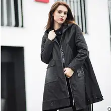 O Envio gratuito de Mulheres Denim Com Capuz Casacos Sobretudos Outwear Feminino Longa Seção Plus Size Denim Xl/5Xl Roupas de Inverno Jean A4