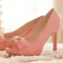 Peep Toe Pumps Woman Nice Formal Dress Shoes Pink Color 4 Inches Bridal Wedding Shoes High Quality Bridesmaid Shoes