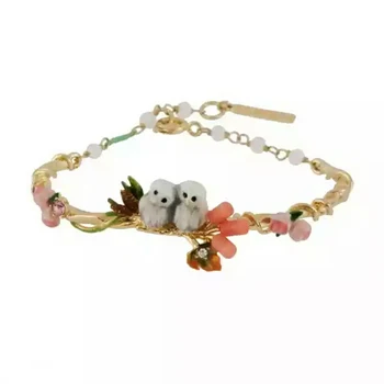

2018 New Handmade Enamel Two Owls Zircon Bracelets Bracelets Summer Women Jewelry Accessories Valentine's Day Gifts