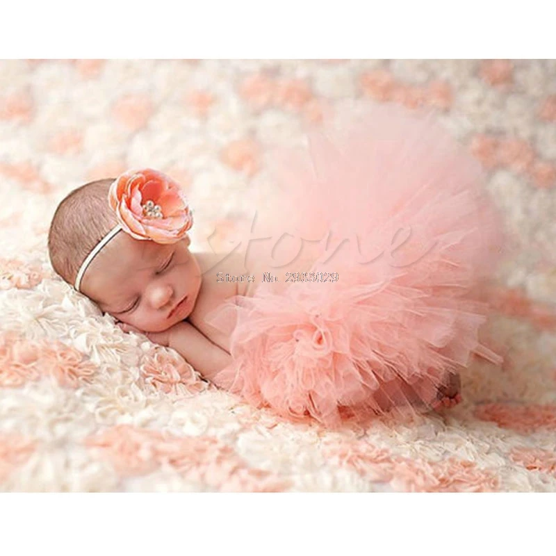 Милая юбка-пачка для новорожденных девочек и повязка на голову, костюм для фотосессии - Цвет: 4