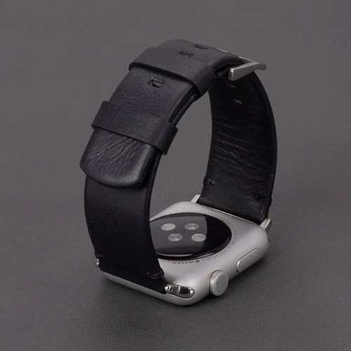 EACHE очень длинный высококачественный ремешок из натуральной кожи для Apple Watch 42 мм для мужских кожаных ремешков для i Watch Series 1 2 3 4 - Цвет ремешка: Black-S