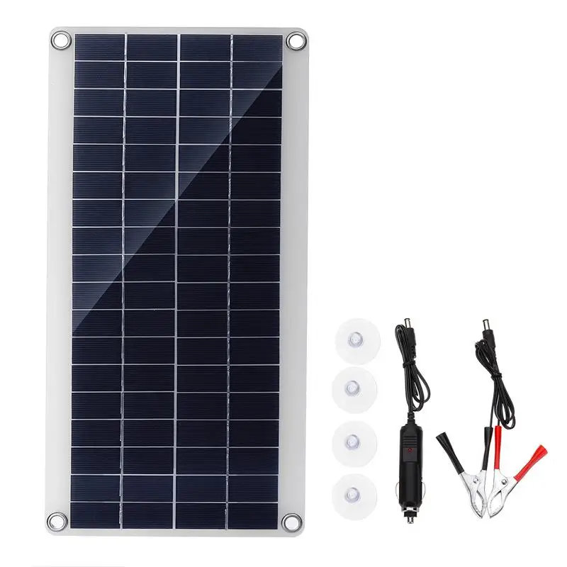 Портативная солнечная панель 25 Вт, 12 В, двойной USB внешний аккумулятор, внешний аккумулятор, зарядная солнечная панель, зажимы под крокодила, автомобильное зарядное устройство