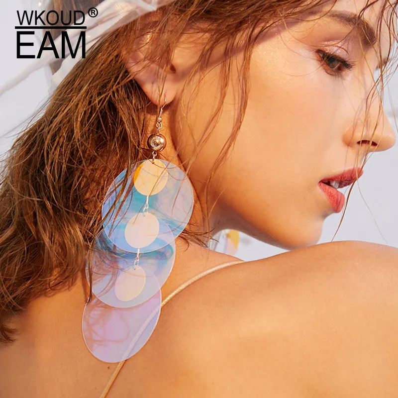 

WKOUD EAM 2019 New Woman Shining Round Brief Temperament Earrings Fashion Female Jewelry Accessories Party Gift 6#JX946