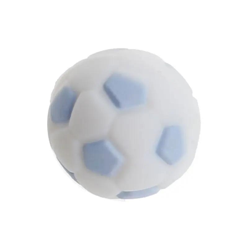 Силиконовые бусины 15 мм детский Прорезыватель футбольная Пищевая силиконовая футбольная круглая бусина BPA Бесплатный браслет Изготовление прорезывателя - Цвет: Небесно-голубой