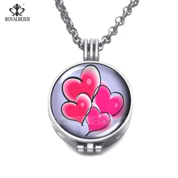 

ROYALBEIER New Arrival Aromatherapy Perfume Love Diffuser Necklace Locket Pendant Necklace Jewelry For Women Couple Wholesale
