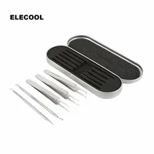 ELECOOL 5 шт./компл. Нержавеющая сталь угрей инструмент для удаления прыщей изогнутые пинцеты иглы Инструменты Набор для ухода за кожей лица