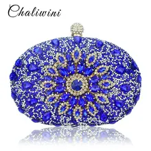 Wedding Diamond Floral Woman Bag Clutch Bag Blue Crystal Handbags Sling Package cell phone pocket Matching Bag Wallet Purse colorful metallic crystal striped women cell phone wallet silicone toiletry bangkok clutch bag dinner wedding dress evening bag