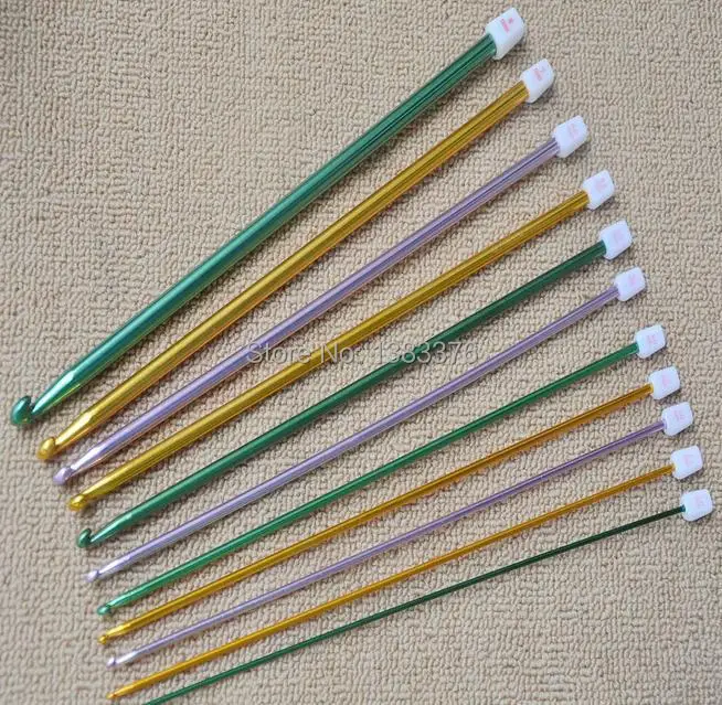 Вязальные крючки бисер инструмент цвет алюминий вязание крючком 27 см 11 корень набор Поставки вязаный свитер иглы с 6114