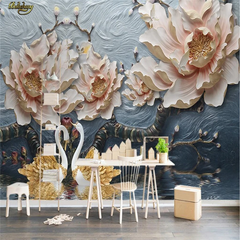 

beibehang papel de parede Custom photo wallpaper wall wall murals 3D reliefs three-dimensional flowers rich TV background wall