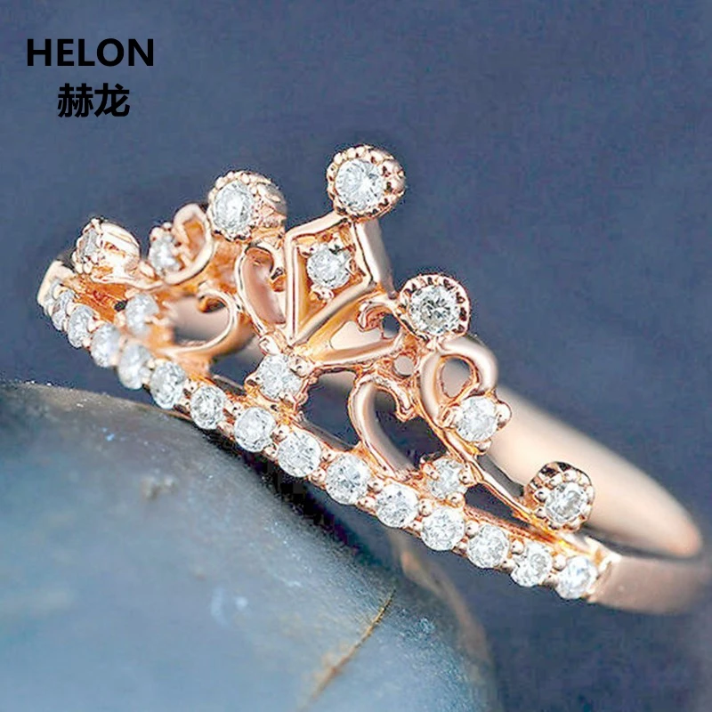 Solid 14k Rose Gold Women Engagement Wedding Ring 0.14ct SI//H Natural Diamonds Ring Fine Jewelry Valentine Graduation Gift