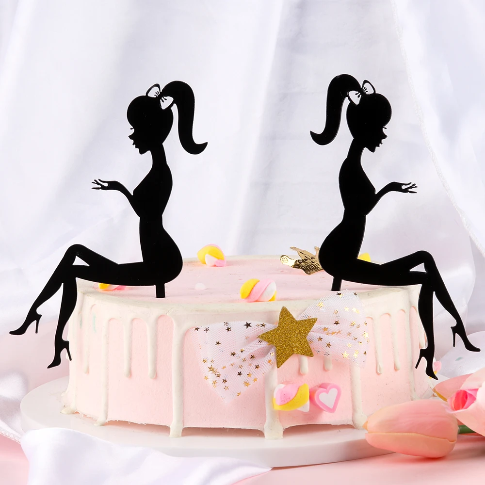 

1pc Happy Birthday Dessert Cupcake Topper High Heels Lady Girl Acrylic Cake Topper Wedding Decorations Party Supplies