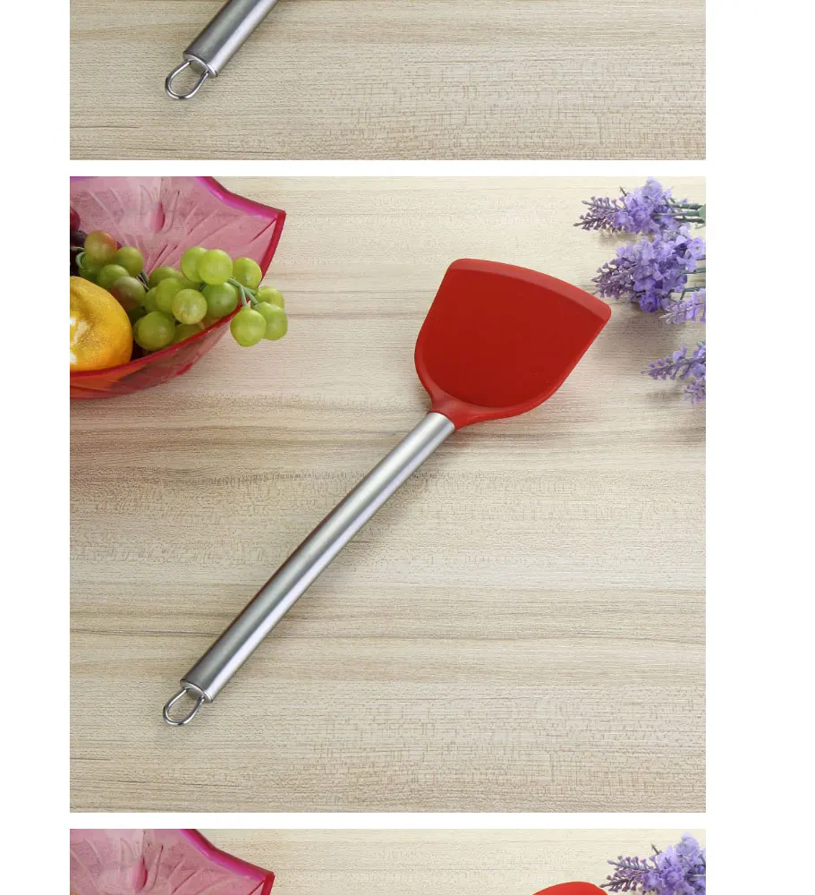 7 шт. набор пищевого силикона для здоровья кухонные принадлежности наборы инструментов для приготовления пищи с ручкой из нержавеющей стали цвет красный