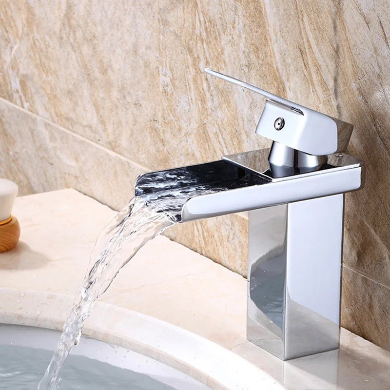 

New Arrival Deck Mount Waterfall Bathroom Faucet Vanity Vessel Sinks Mixer Tap Cold And Hot Water Tap