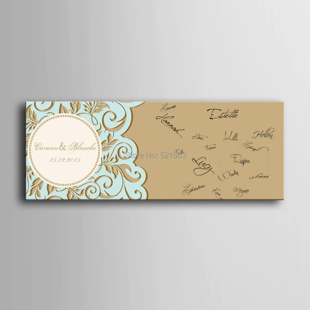 

Guest Signature Party Gift Wedding Canvas Signing Board Canvas Painting - Retro Pattern Wedding DIY Decoration Free Shipping