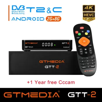 

newest GTMEDIA GTT2 DVB-T2 digital receiver combo Android 6.0 2GB 8GB supports IPTV H.265/HEVC DVB-T h265 hevc dvb t2 hot sale