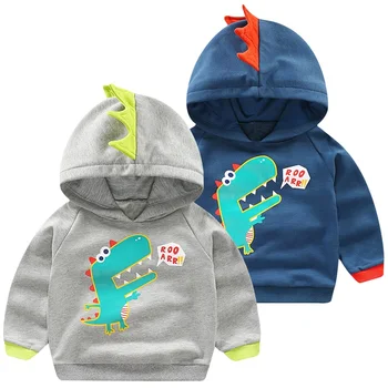 

Cartoon Animal Boy Clothes Baby Dinosaur Hooded Sweater Long Sleeve Sweatshirts Outwear Babe Tees Children Tops ETWT-8058