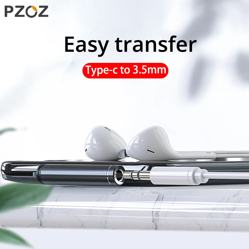 PZOZ USB Type C To 3.5mm Jack Earphone AUX Headphone Adapter For Huawei Mate 20 10 P20 Pro Xiaomi Mi A2 lite 8 9 Phone Adapters