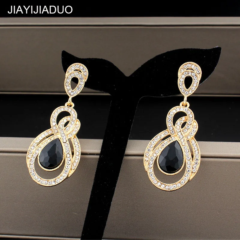 

Jiayijiaudo Gold Color Earrings Women Wedding Classic Rhinestone Long Earrings Bridal Fashion Jewelry Dropshipping New