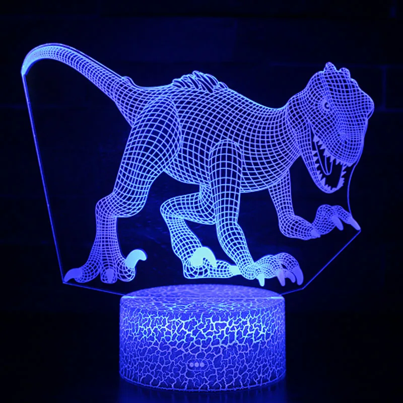 JQGO 3D Lampe Illusion Optique LED Veilleuse Lampe LED Illusion avec 16 Couleurs Changeantes et Télécommande Enfants Adultes Chambre Décor Cadeau d'anniversaire Dinosaure 